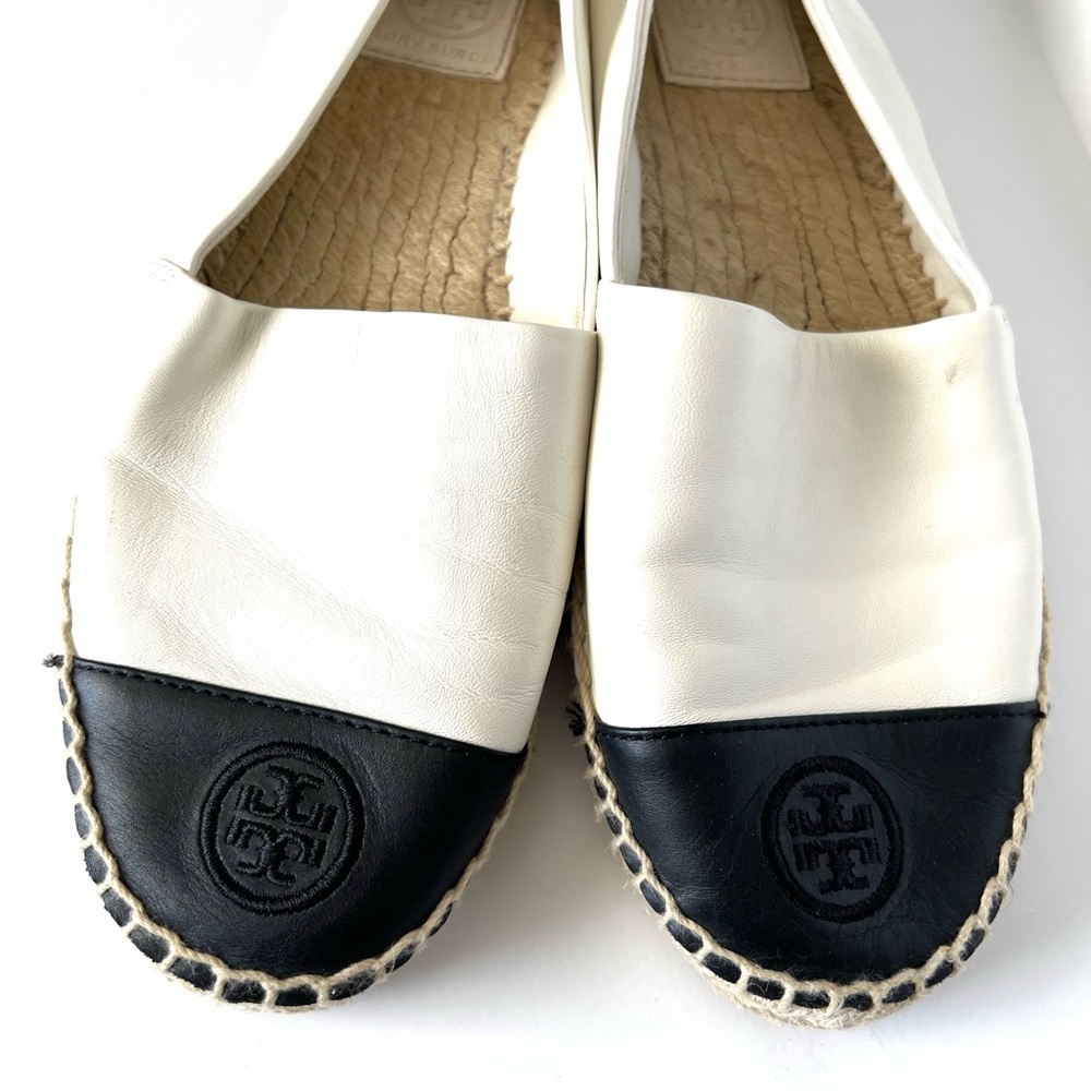 TORY BURCH WOMENS LEATHER COLORBLOCK ESPADRILLES